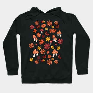 Yellow and Orange Flowers Butterflies and Mushrooms Cottagecore Aesthetic Hoodie